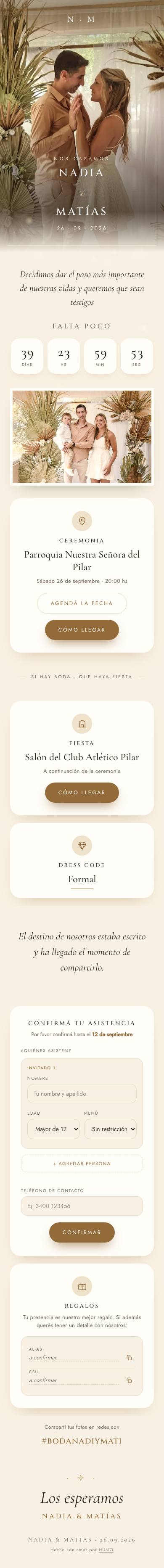 Invitación de ejemplo Boda clásica Editorial completa