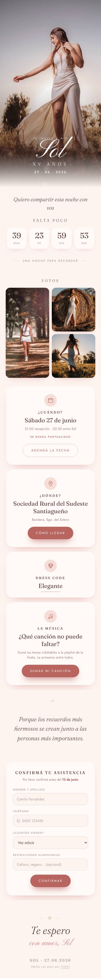 Ejemplo de invitación de XV completa